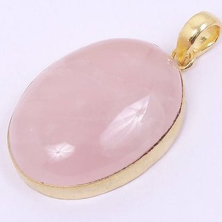 rose quartz original & lab certified 9.5 ratti Gold Plated Pendant Without chain by Jaipur Gemstone