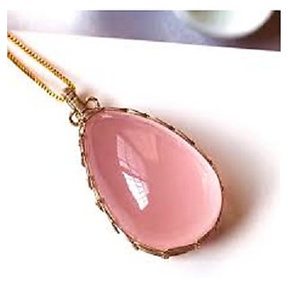 rose quartz  Pendant Without chain in 9.5 carat Gold Plated by Jaipur Gemstone
