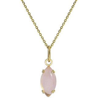 Certified 9.5 Carat Gold Plated rose quartz Without chain Pendant by Jaipur Gemstone