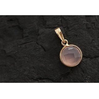 9.5 ratti Natural Without chain Gold Plated  rose quartz  Pendant by Jaipur Gemstone