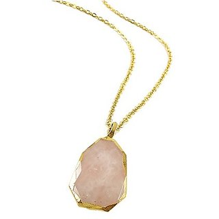 9.5 Ratti  rose quartz Pendant with Natural Gold Plated  rose quartz Without chain by Jaipur Gemstone
