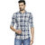 HFN'S - Men Casual Cotton Shirt with Checks Pattern - White / Blue