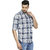 HFN'S - Men Casual Cotton Shirt with Checks Pattern - White / Blue