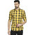 HFN'S - Men Casual Cotton Shirt with Checks Pattern - Yellow