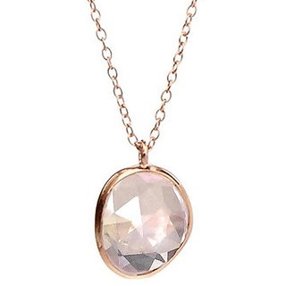 rose quartz  Pendant Without chain in 6 carat Gold Plated by Ceylonmine