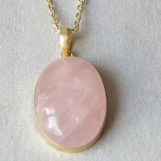 7 ratti stone pure rose quartz Gold Plated Pendant Without chain by Ceylonmine