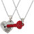 Sullery Valentine Day Gift I love you Heart Lock And Key Red And Silver 02 Necklace Chain