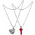 Sullery Valentine Day Gift I love you Heart Lock And Key Red And Silver 02 Necklace Chain