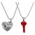 Sullery Valentine Day Gift I love you Heart Lock And Key Red And Silver 02 Necklace Chain