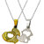 Sullery Valentine Day Gift I Love You Dual Heart Couple Locket Gold And Silver 02 Necklace Chain