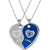 Sullery Valentine Day Gift My Love Broken Heart Couple Locket Blue And Silver 02 Necklace Chain
