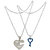 Sullery Valentine Day Gift My Love Dual Heart Locket And Key Couple Blue And Silver Necklace Chain