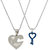Sullery Valentine Day Gift My Love Dual Heart Locket And Key Couple Blue And Silver Necklace Chain