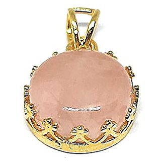 Original Created Certified rose quartz Stone 9.5 Ratti gold plated Pendant Without chainby Ceylonmine