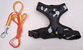 Cat Vest Body Harness Black Colour with Nylon Lease Size(Medium)Neck Size 32 cm circumferences-Pls Check Size B'for buy