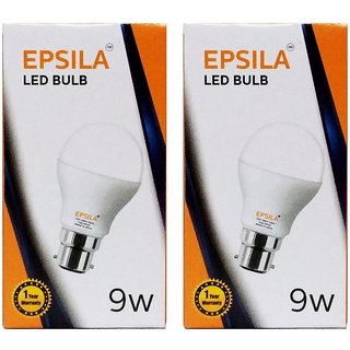 Epsila 9W LED Bulbs (Pack of 2, Cool Day Light, B22)