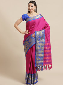 Sharda Creation Wine And Blue Embellished saree