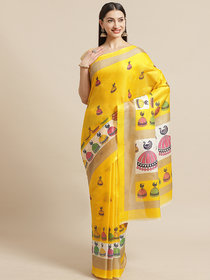 Sharda Creation Yellow Printed Saree
