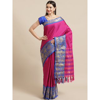 Sharda Creation Wine And Blue Embellished saree