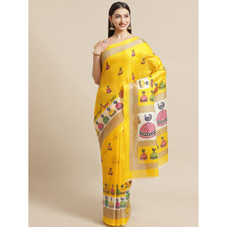 Sharda Creation Yellow Printed Saree