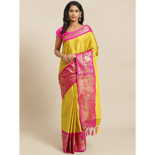 Sharda Creation Yellow And Pink Embellished Saree