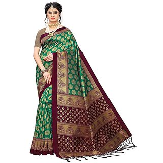 Anni Designer Women's Rama Color Banarasi Silk Saree