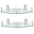 Multi-Purpose Glass Corner Shelf with Heavy Wall Brackets(Glossy)- 8x8 Inches, Pack of 2,