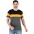 Round Neck Black Yellow   Dark Grey Half Sleeve T-Shirt