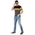 Round Neck Black Yellow   Dark Grey Half Sleeve T-Shirt