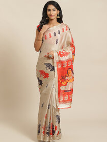 Meia  Chicku And red Colour Animal Printed Saree