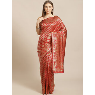 Meia Red And Gold Embellished Art Silk Saree