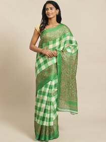 Meia Green  Block Printed Saree