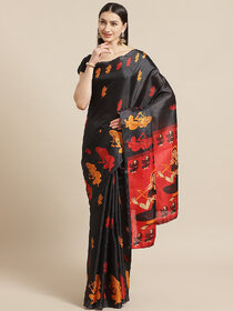 Meia Black and Red Printed Saree