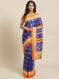 Meia Blue Foil Printed Saree