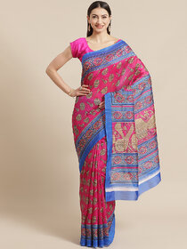 Meia Pink And Blue Bhagalpuri Silk Saree