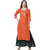 Sharda Creation Orange & Black  Colour Party Wear Foil Print  Kurtis With Plazzo