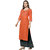 Sharda Creation Orange & Black  Colour Party Wear Foil Print  Kurtis With Plazzo