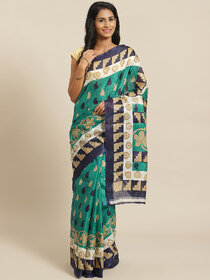 Meia Green And Blue  Printed Saree