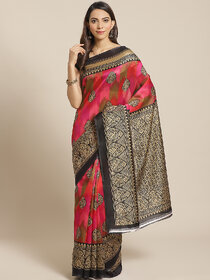 Meia Pink And Black Mysore Silk Saree