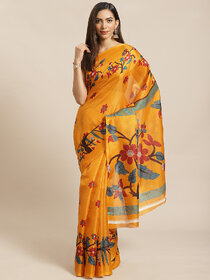 Meia Yellow Animal Printed Saree