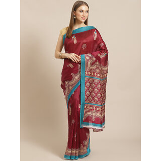 Meia Maroon Animal Print Saree