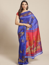 Meia Royal Blue Animal Print Saree