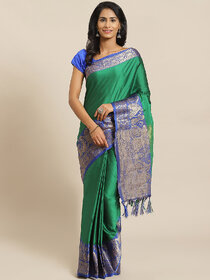 Meia Green And Blue Embellished Saree
