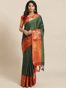Meia Green And Red Embellished Saree