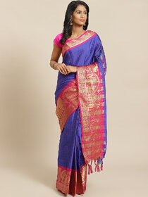 Meia Blue And Pink Embellished Saree