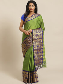 Meia Green And Blue Embellished Saree
