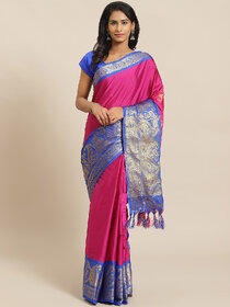 Meia Wine And Blue Embellished Saree