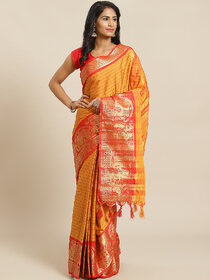 Meia Mustard And Red Embellished Saree
