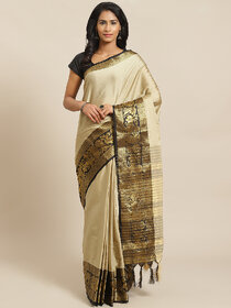 Meia Cream And Black Embellished Saree