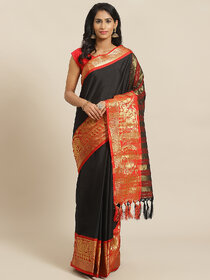 Meia Black And Red Embellished Saree